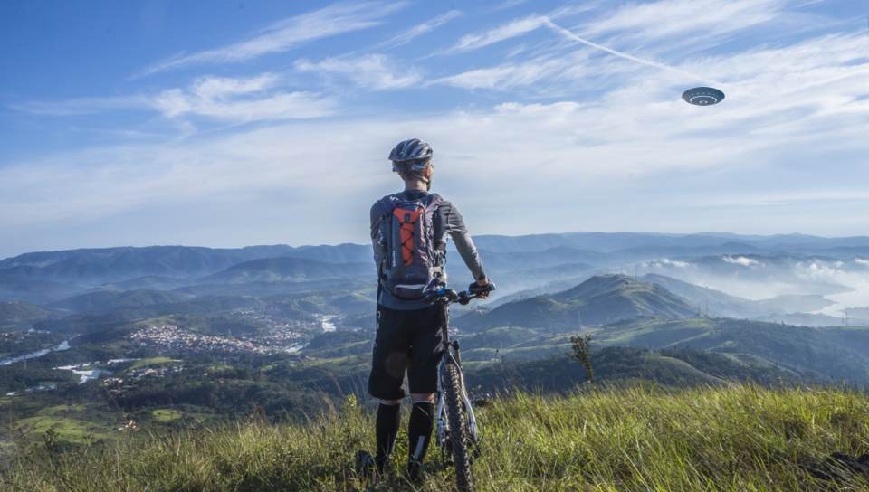 mountain bike on top of ridge